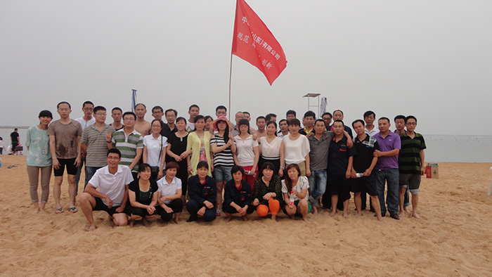 Group building activities at the seaside